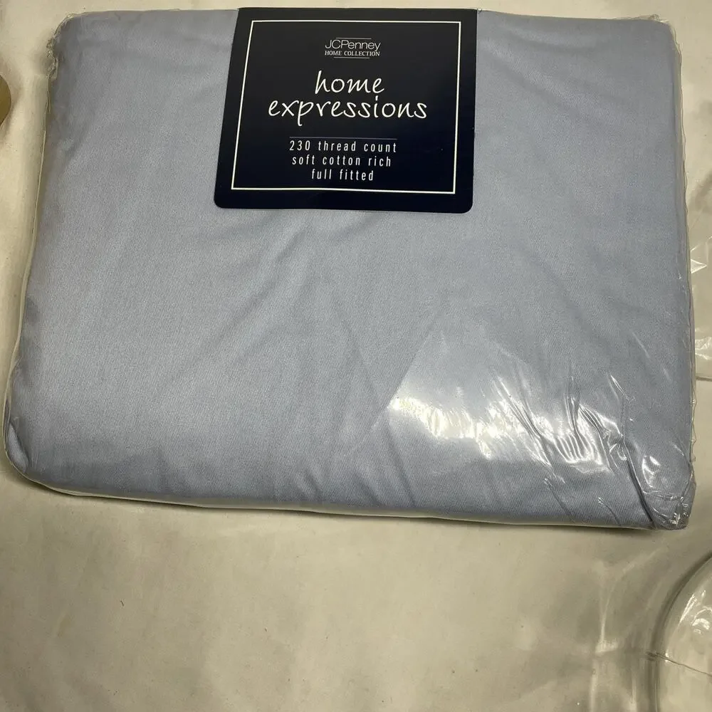 JCPenney Home Expressions Full Fitted NEW Blue 230 Thread Count